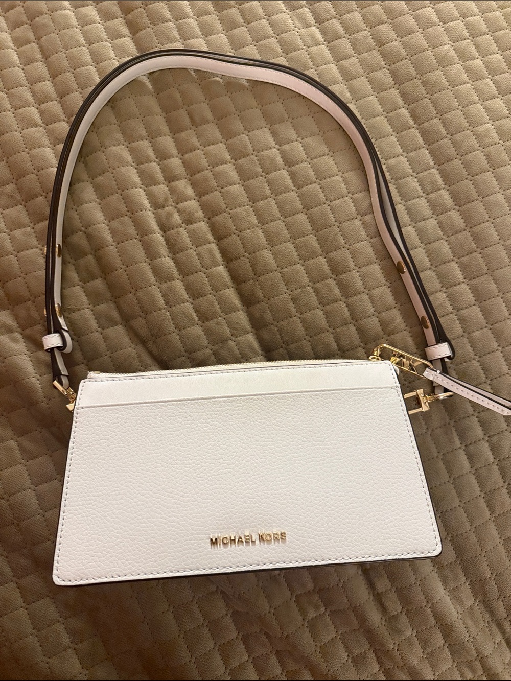 Michael Kors White Crossbody Bag with Gold Hardware